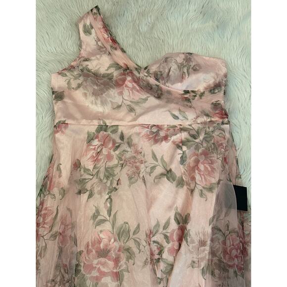 Lulus Truly Extraordinary Pink Floral One Shoulder Maxi Dress Formal Gown - Picture 6 of 9